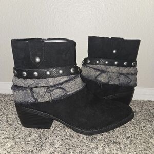 Black Ankle Boots with Studded Detail